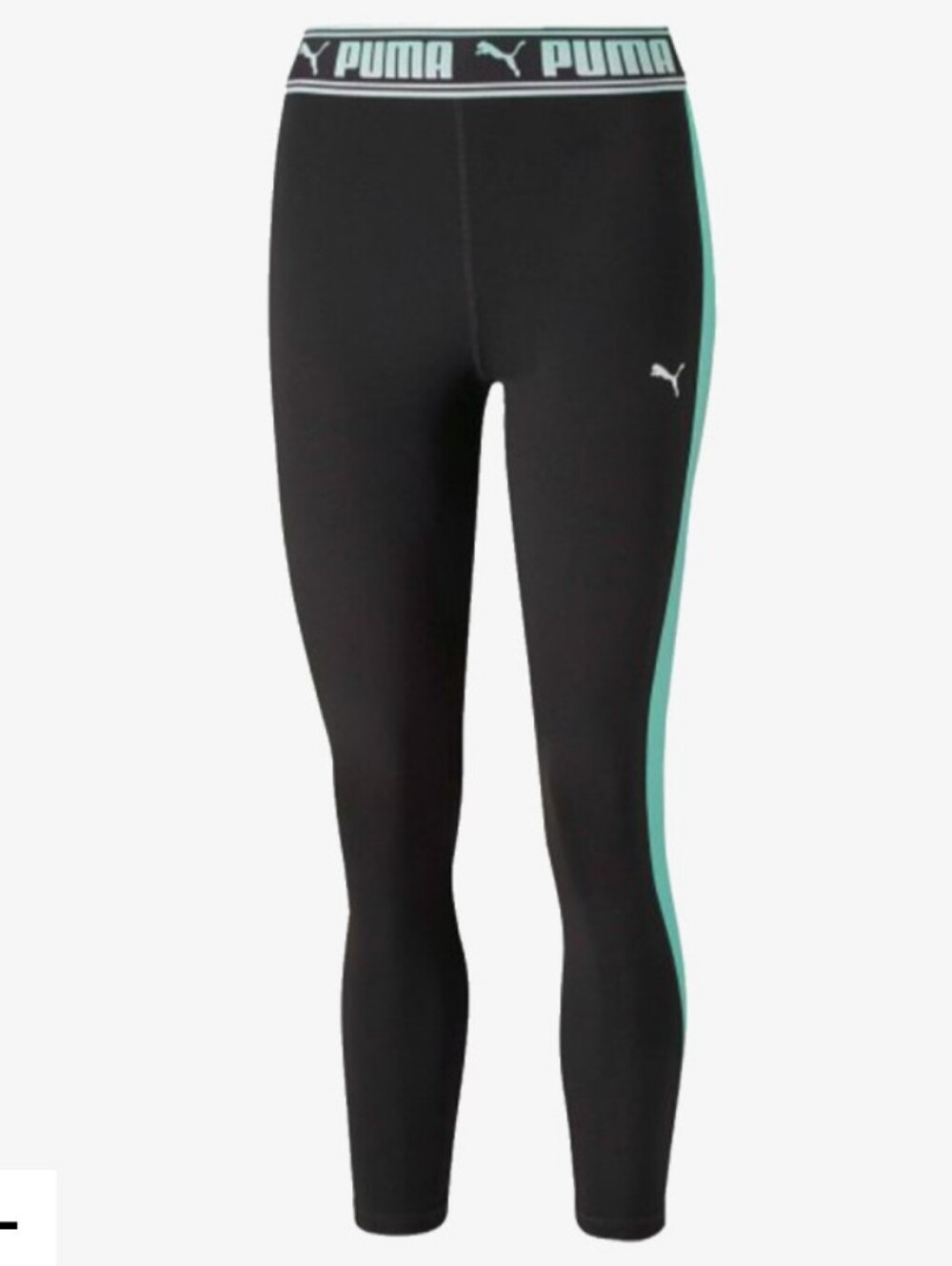 Puma Black Leggings with Mint Side Panel